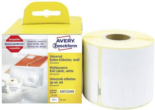 Avery Zweckform Universal-Etiketten aus Papier in Weiß, 320 Stück, B: 7,0 cm, H: 5,4 cm - Bild 1