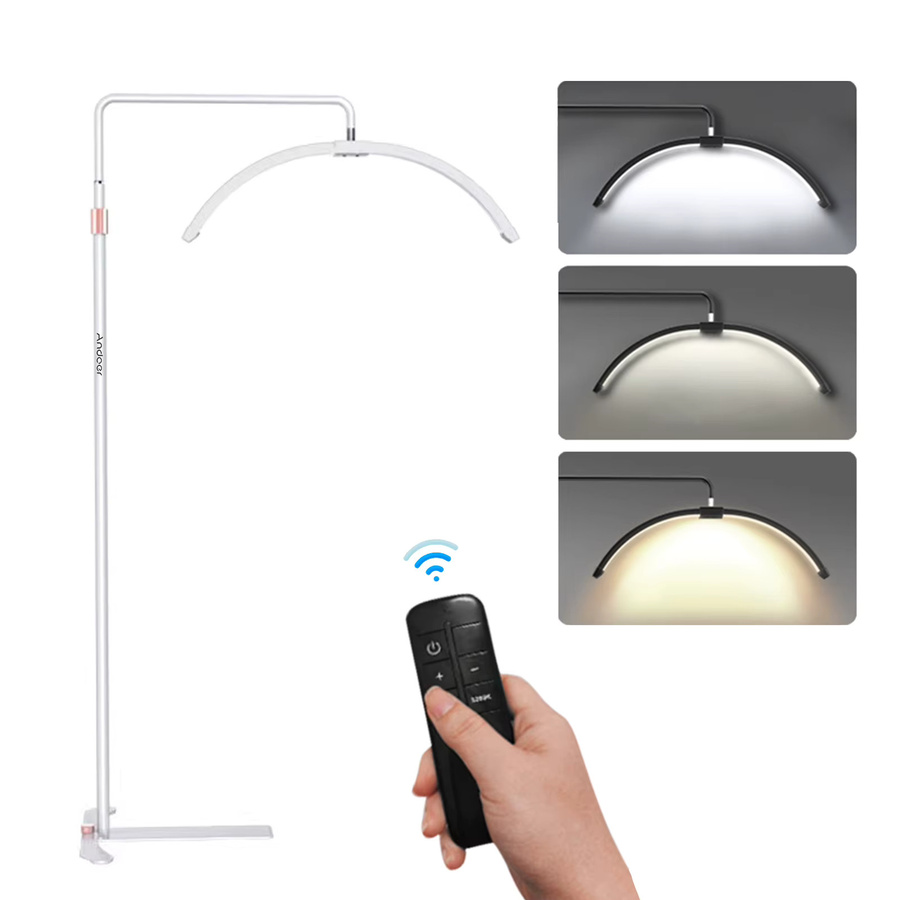 Andoer Halbmond LED Boden-Videoleuchte 36 W mit Stativ, dimmbar, 3000 K-6000 K, Weiß - Bild 1
