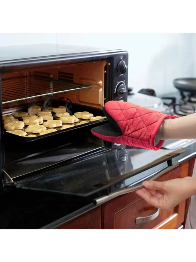 Hitzebeständige und rutschfeste Ofenhandschuhe von FEB.WIND in Rot zum Backen und Grillen - Bild 7