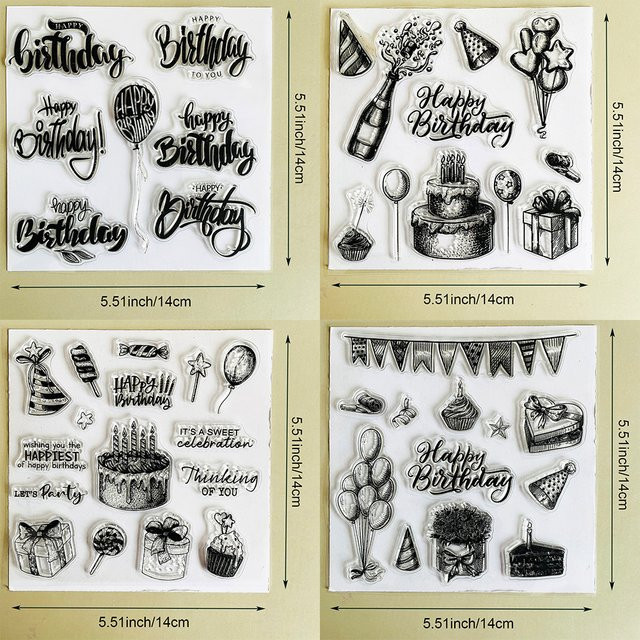 Dekorativer Geburtstags-Stempel für DIY-Scrapbooking und Kartenherstellung in Schwarz - Bild 1