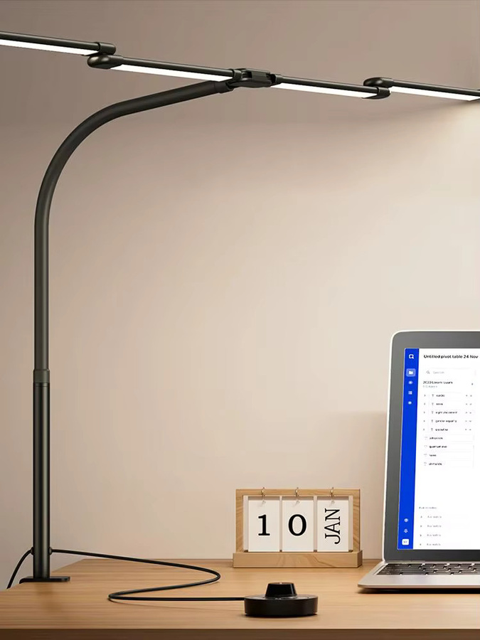 Augenschonende LED-Schreibtischlampe in Schwarz mit 24 W, stufenlos dimmbar und flexibel verstellbar für Home Office und professionelle Anwendungen - Bild 6