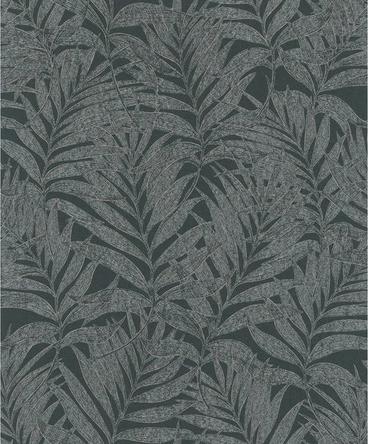 Marburg Vliestapete Habitat Floral in Schwarz-Silber mit botanischem Muster und FSC-Zertifizierung - Bild 1