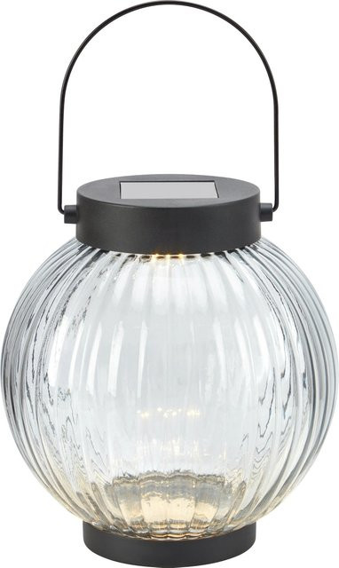 Solar-LED-Hängeleuchte Agordo in Schwarz, moderne Solar-Laterne für Garten, Balkon und Terrasse, Durchmesser: 14,5 cm, Höhe: 15 cm - Bild 1