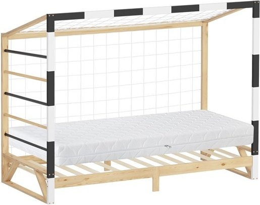 ML-Design Kinderbett Fußballtor aus massivem Kiefernholz mit Matratze und Lattenrost, B/T: 90 x 200 cm, Höhe: 16 cm - Bild 1