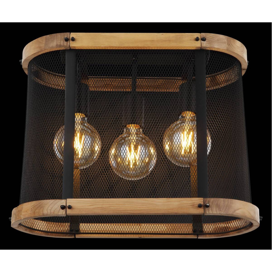 Globo Deckenleuchte Jeanie 3-flammig Schwarz matt und Dunkelbraun aus Metall und Holz, B/H/T: 45 x 38 x 20 cm, E27 - Bild 3