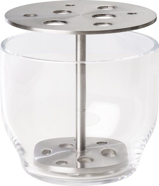 Fritz Hansen Ikebana Vase klein aus Glas und Metall in Silber und Transparent - Bild 1