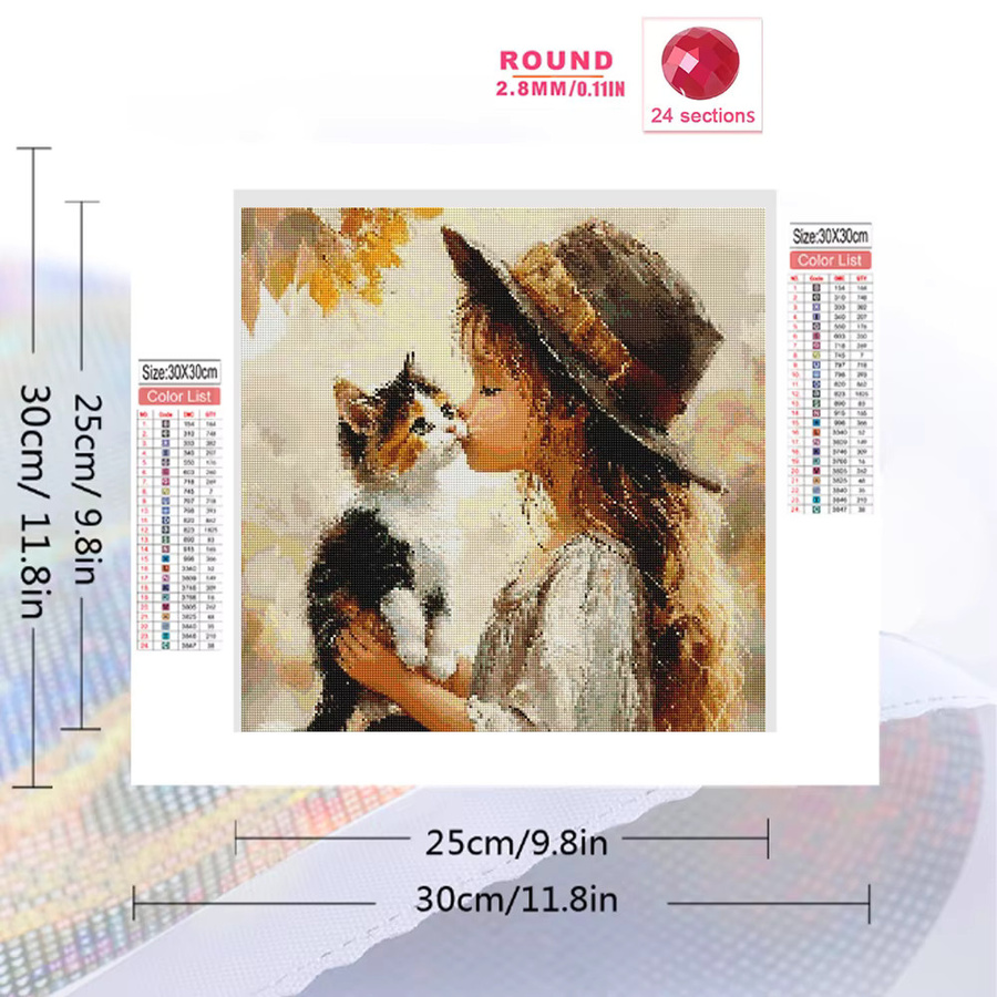 Evershine Mädchen Diamant Malerei, Stickerei Porträt Katze, Mosaik Kit - Bild 2