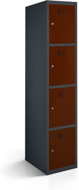 rotstahl Fächerschrank mit 4 Fächern in Anthrazitgrau und Mahagoni, B/T/H: 40 x 50 x 180 cm - Bild 1
