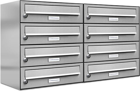 AL Briefkastensystem für 8 Parteien, Aufputzmontage, silberfarben, B/H/T: 153,48 x 46,0 x 27,5 cm - Bild 1