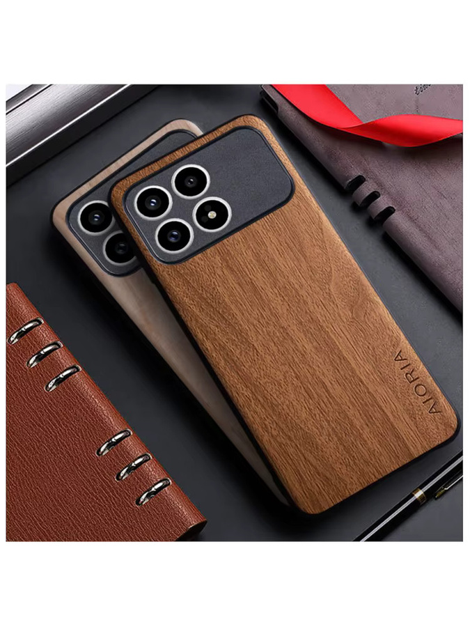 Xiaomi Poco F8 Pro Ultra F7 Ultra Pro 5G Schutzhülle mit Bambus-Holzmuster und Leder-Rückseite in Weiß - Bild 3