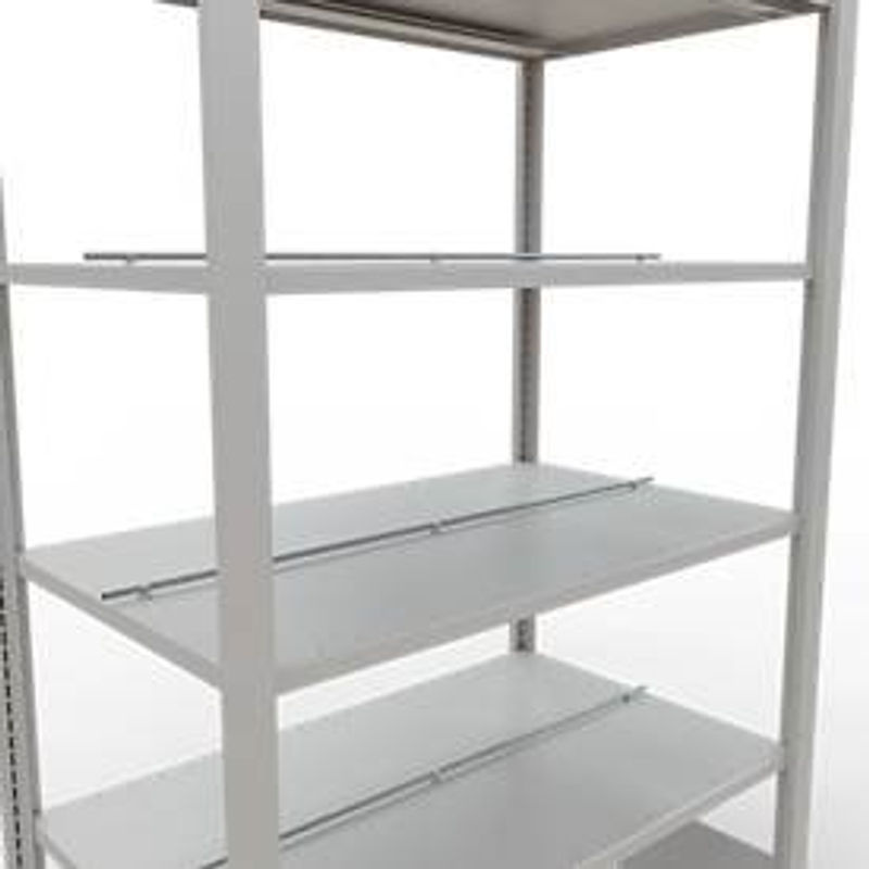 Schulte Lagertechnik Büro-Steckregal MultiPlus150 Grundregal mit 6 Fachböden und Mittelanschlag, Farbe: Lichtgrau, B/T/H: 100 x 60 x 200 cm - Bild 2