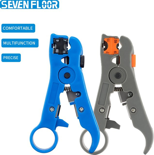Netzwerk-Abisolierwerkzeug Seven Floor Koaxialkabel-Schneider in Grau für UTP/STP RG59 RG6 RG7 RG11 - Bild 1