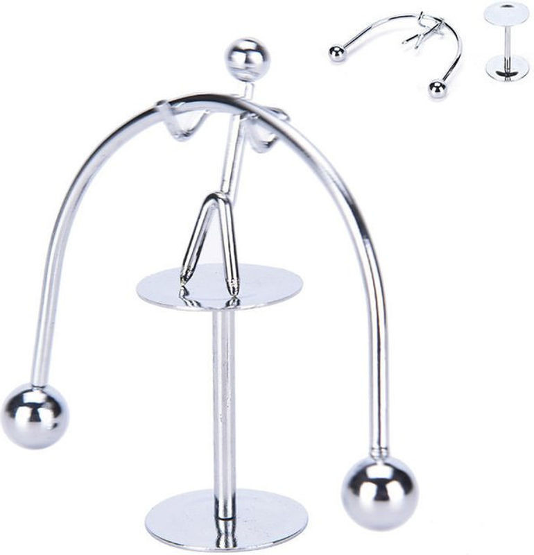 Kinetic Gadget Gewichtheber Perpetuum Mobile Schreibtisch Deko aus Metall in Silber - Bild 1