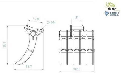 Thicon Models 58322 Rechen-Schaufel aus Edelstahl im Maßstab 1:14 - Bild 1