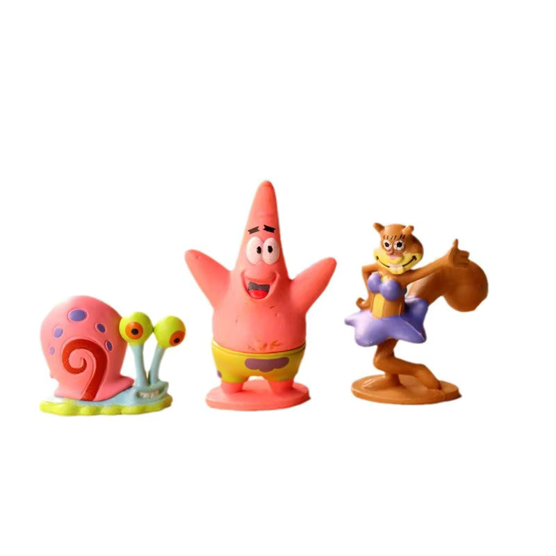Potdemiel SpongeBob Actionfiguren Set aus 6 Stück, bunte Anime Puppen als Kawaii Dekoration für Kinder und Desktop-Ornamente - Bild 3