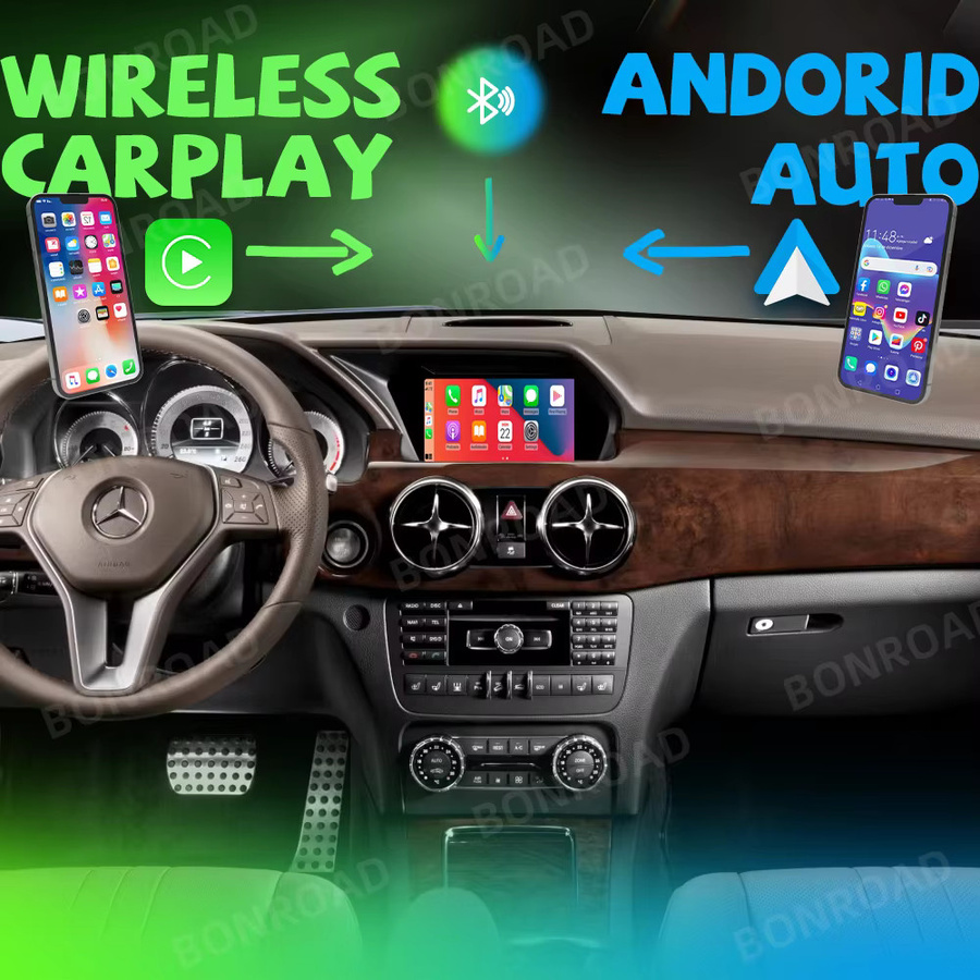 BONROAD Kabelloses CarPlay Modul für Mercedes Benz A B C E Klasse GLA CLA GLC GLK SLK CLS NTG4.5/4.7/5.0 mit Android Auto, MirrorLink, Bluetooth und GPS in Schwarz - Bild 4
