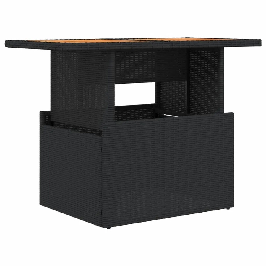 vidaXL Gartentisch aus Polyrattan und Akazienholz in Schwarz, B/T/H: 100 x 55 x 73 cm - Bild 2