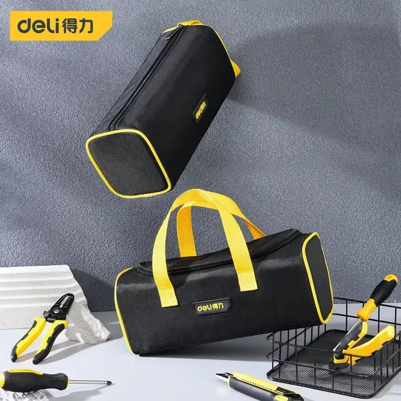 Deli Werkzeugtasche aus wasserdichtem 1680D Oxford-Stoff in Schwarz als multifunktionaler Werkzeug-Organizer für Elektriker - Bild 4