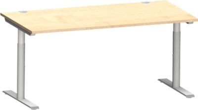 Schäfer Shop Genius Schreibtisch MODENA FLEX höhenverstellbar mit T-Fuß-Rundrohr, Ahorn/Weiß, B: 160 cm, T: 80 cm, H: 80 cm - Bild 1