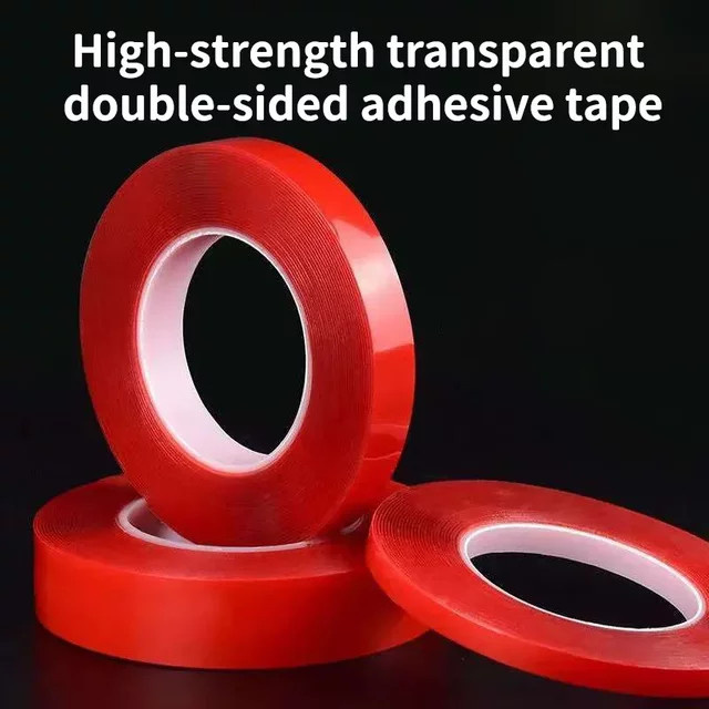 Rotes doppelseitiges Acrylband aus Kunststoff, transparent und stark klebend, spurlos, Breite: 6 mm bis 30 mm, für Telefon, LCD und Autogebrauch - Bild 1