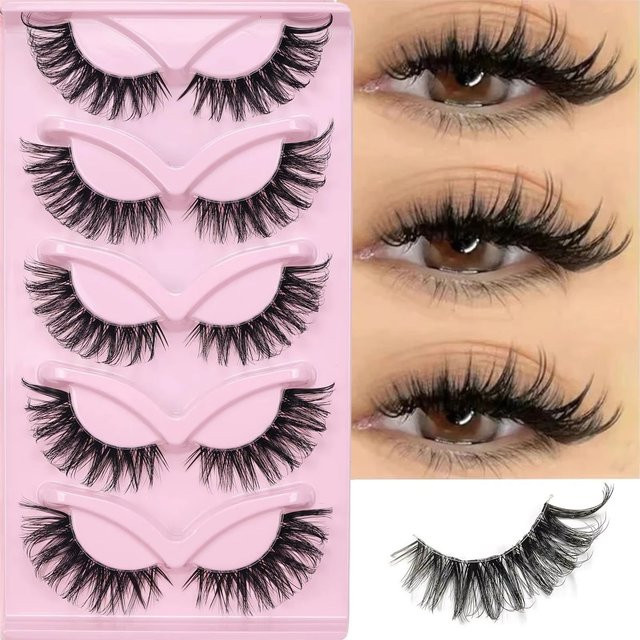 JIEFUXIN Kunstwimpern Cat-Eye, Black, 5 Paar, Natürlich - Bild 1