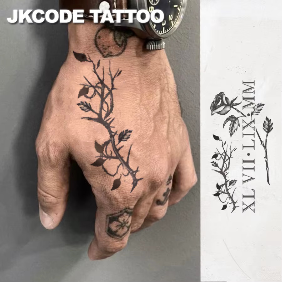 JKCODE TATTOO Temporäre Tattoos, Dornenrose, Unisex - Bild 3