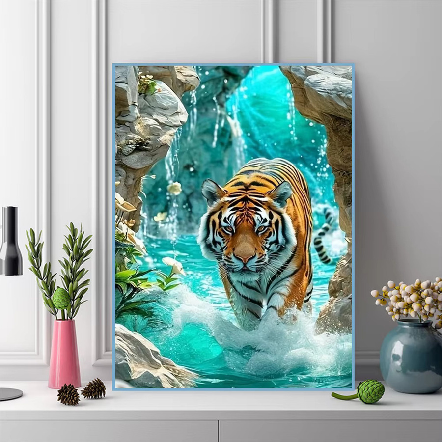 Momoart Diamantmalerei Tiger Tier, Diamant-Mosaik, Acryl, Bunt / Mehrfarbig - Bild 3