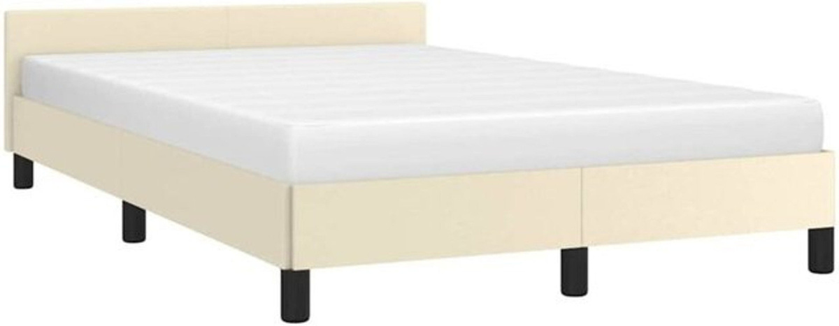 vidaxl Polsterbett aus Kunstleder und Kiefer in Beige, B/T/H: 120 x 190 cm - Bild 1