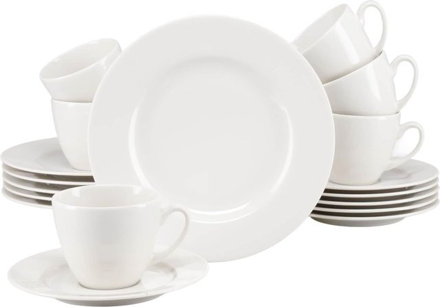 CreaTable Venice Kaffeeservice 18-tlg Geschirrset aus Porzellan für 6 Personen in Weiß - Bild 1