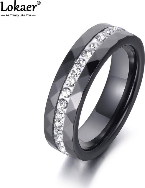 Lokaer Ring Keramik, Schwarz, Weiß, Kristall, Damen - Bild 1