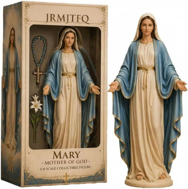 NovaSphere Skulptur der Jungfrau Maria als katholische religiöse Mutterstatue in Aqua Blau - Bild 1