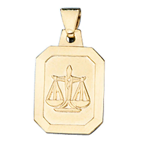 Colfem Anhänger Sternzeichen Waage, 333 Gelbgold, matt, Unisex - Bild 1