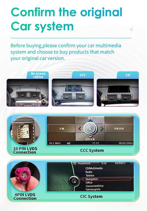 OSSURET 10,25 Zoll Carplay Android 13 Autoradio für BMW 1 Serie E81 E82 E87 E88 (09-16) Multimedia-System in Schwarz - Bild 3