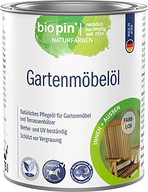 Biopin Gartenmöbelöl Transparent 750 ml mit UV-Schutz und Wasserabweisender Wirkung - Bild 1