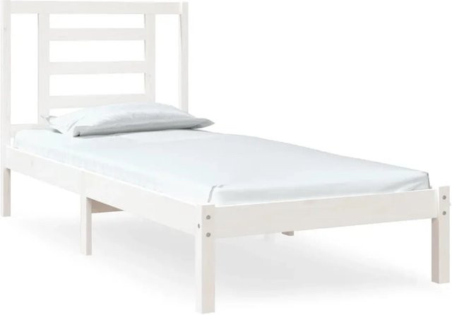 vidaXL Massivholzbett aus Kiefer in Weiß, Modernes Einzelbett für Erwachsene, B/T/H: 75 x 195,5 x 80,5 cm - Bild 1
