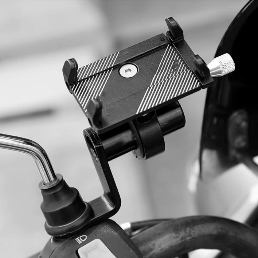Universelle Motorrad Handyhalterung aus Aluminiumlegierung für Lenker oder Rückspiegel in Schwarz - Bild 3