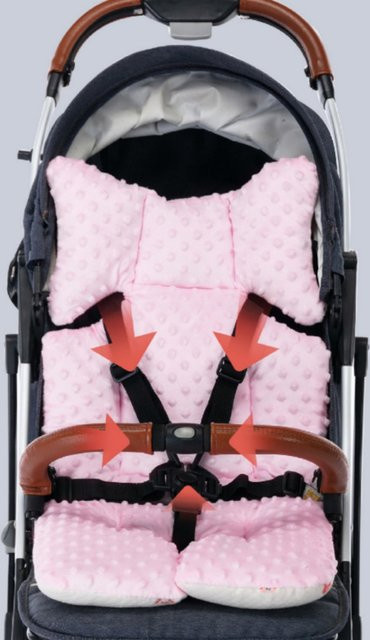 Doudou Samt Baby Kissen für Kinderwagen in Pink, doppelseitiges warmes Baumwollkissen für Herbst und Winter - Bild 1