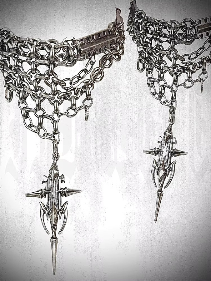ZHUHE Schmuckset, Vintage Punk, Kreuz-Anhänger & Ringe, Edelstahl, Silber, Unisex - Bild 1