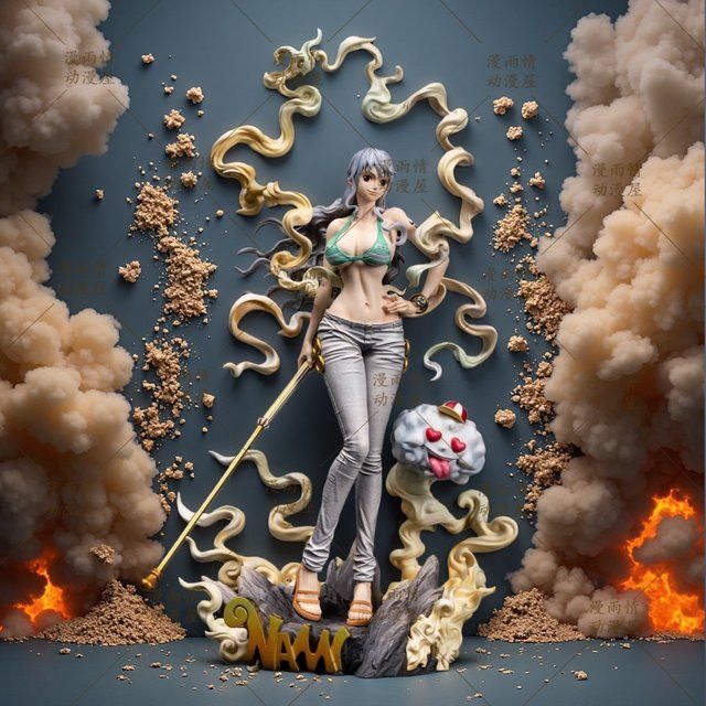 Bandai One Piece Cartoon-Figuren PVC-Modell Nami Sanji Nika Zoro Schreibtischdekoration Höhe: 28 cm - Bild 1