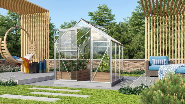 Vitavia Gewächshaus Venus 3800 aus eloxiertem Aluminium in Silber für deine Pflanzenzucht im Garten - Bild 1