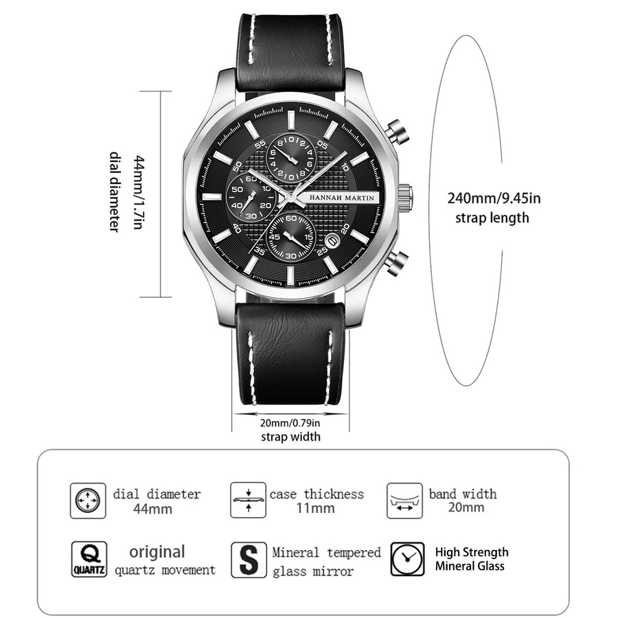 VA VA VOOM Armbanduhr Quarz, Leder, Schwarz, 44 mm, Herren - Bild 4