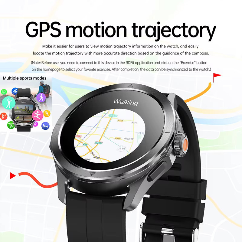 BOXUXING Smartwatch, GPS, Herren, Grau, Silikon, wasserdicht - Bild 2