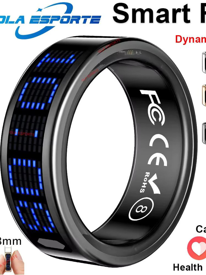 Ola Esporte Smart Ring Gold mit LED-Anzeige zur Herzfrequenz- und Blutsauerstoff-Überwachung, 5 ATM Wasserdicht, Unisex - Bild 7