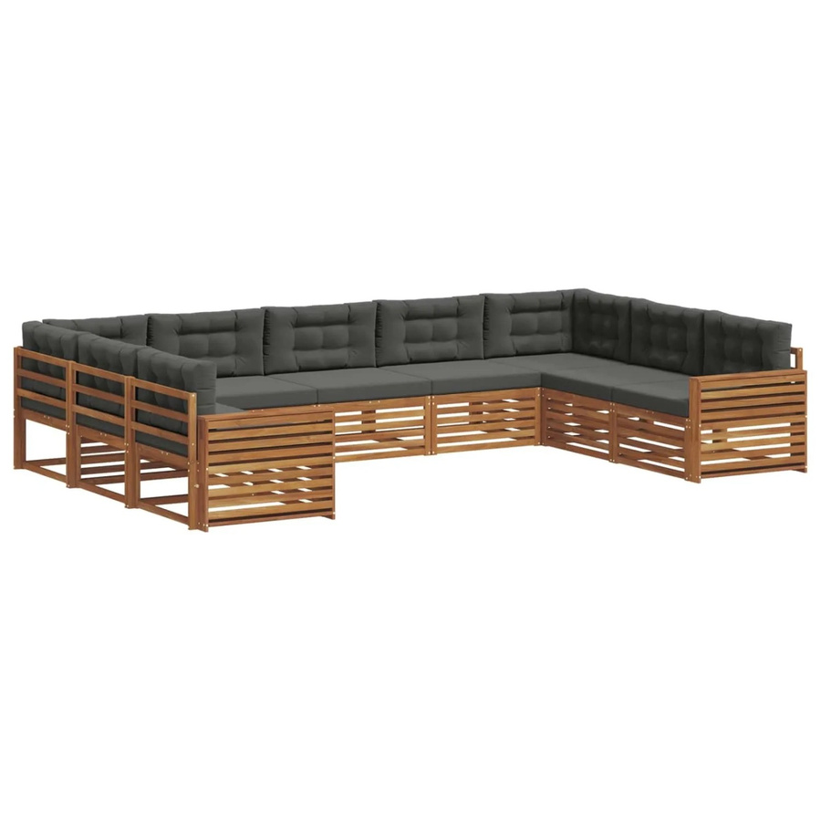 vidaXL Sofagarnitur 9-teilig aus Akazien-Massivholz in Natur und Anthrazit mit modernem Latten-Design - Bild 2