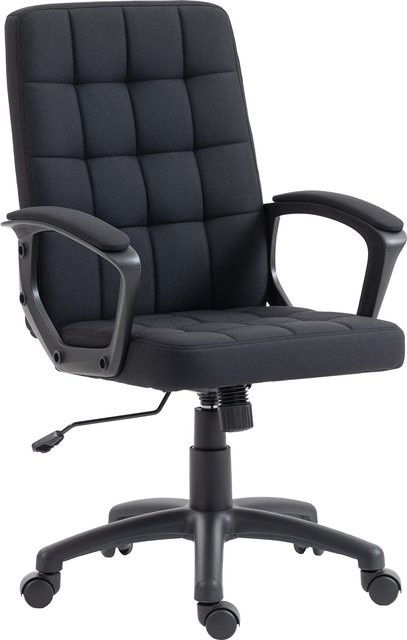 Vinsetto Bürostuhl Schwarz mit synthetischem Leinen Bezug, höhenverstellbarer Drehstuhl mit Armlehnen und Rollen für Home Office und Erwachsene - Bild 1
