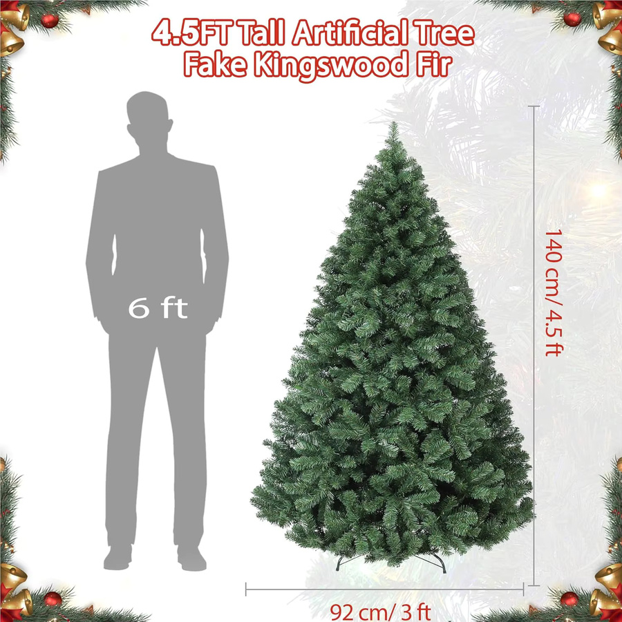 Garvee Künstlicher Weihnachtsbaum in Grün mit Metallständer und Regenschirm-Design, Höhe: 140 cm, Durchmesser: 92 cm - Bild 2