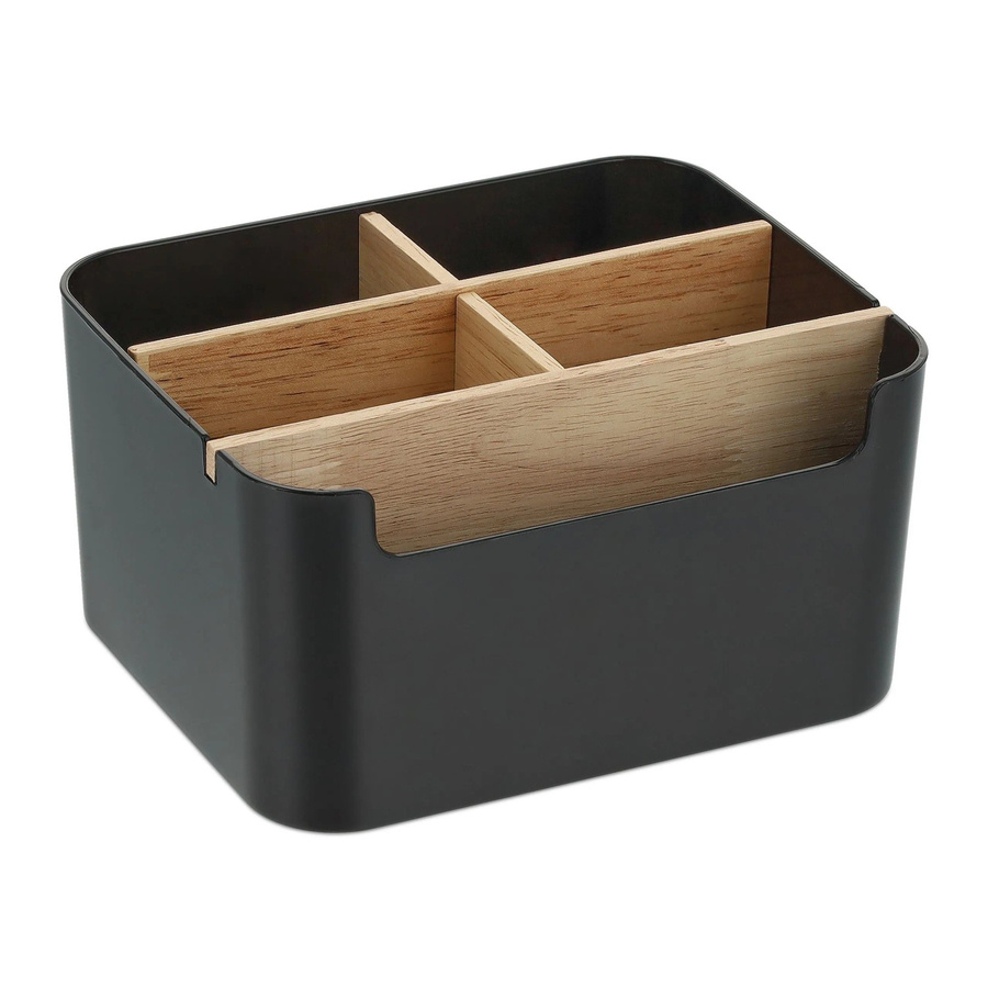Relaxdays Schreibtisch Organizer aus Holz in Schwarz mit 5 Fächern, B/T/H: 18 x 9,5 x 15 cm - Bild 2
