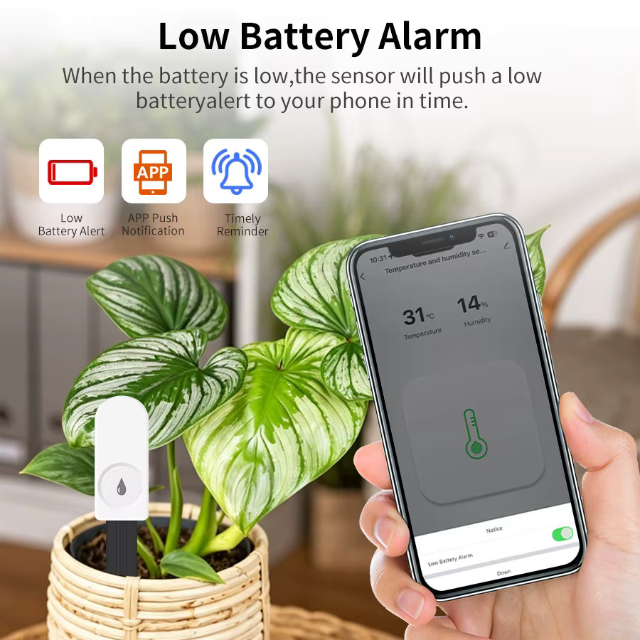 GGBEE Zigbee Smart Bodentester Feuchtigkeitssensor mit Temperatur- und Feuchtigkeitsdetektor in Weiß, kompatibel mit Smart Life, 2MQTT und Home Assistant - Bild 4