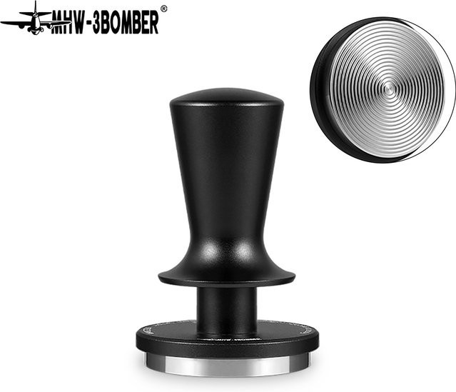 MHW-3BOMBER Espresso-Stampfer aus Edelstahl mit 2 Federn in Silber für 51 mm, 53,35 mm oder 58,35 mm Durchmesser - Bild 1