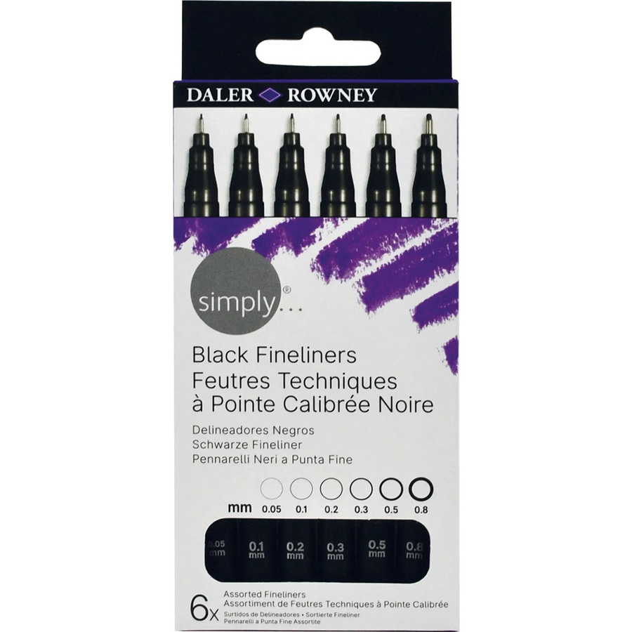 Daler-Rowney Fineliner-Set Simply mit 6 farbigen Tintenfinelinern - Bild 2